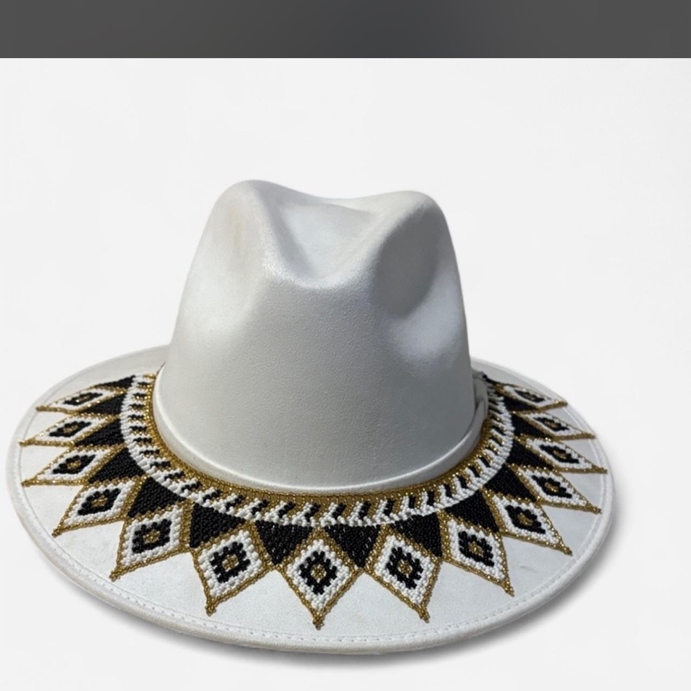 Elegant White Beaded Hat